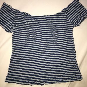 Smocked Off the Shoulder Crop Top